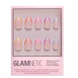 Glamnetic Neon Lights Press-On Nails Short Oval French Tip Multi-Color 30ct NIB